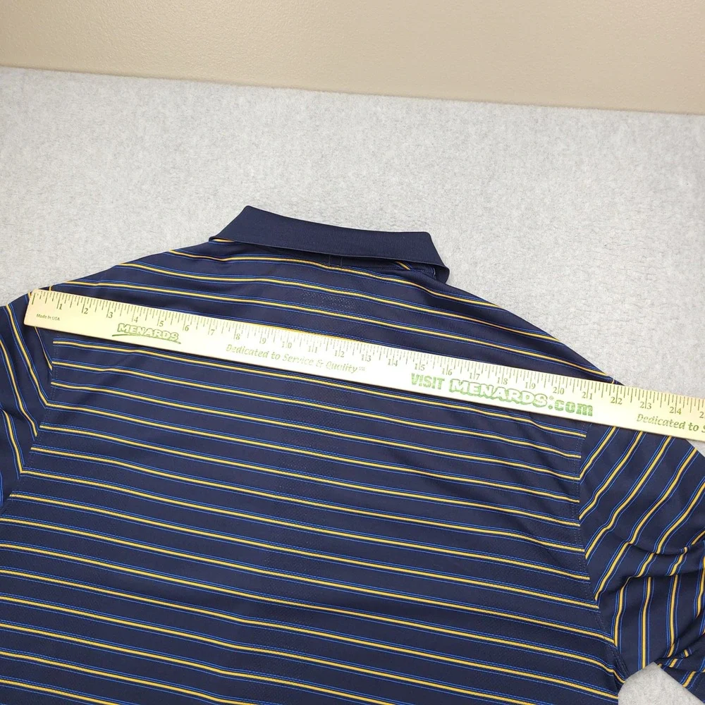 Nike Golf Fitr-Dri Men's Polo Shirt Size XLNavy Blue‎ Yellow Stripe Mesh Panels